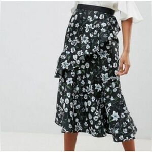 Asos Design Black Asymmetrical High Low Skirt  US8